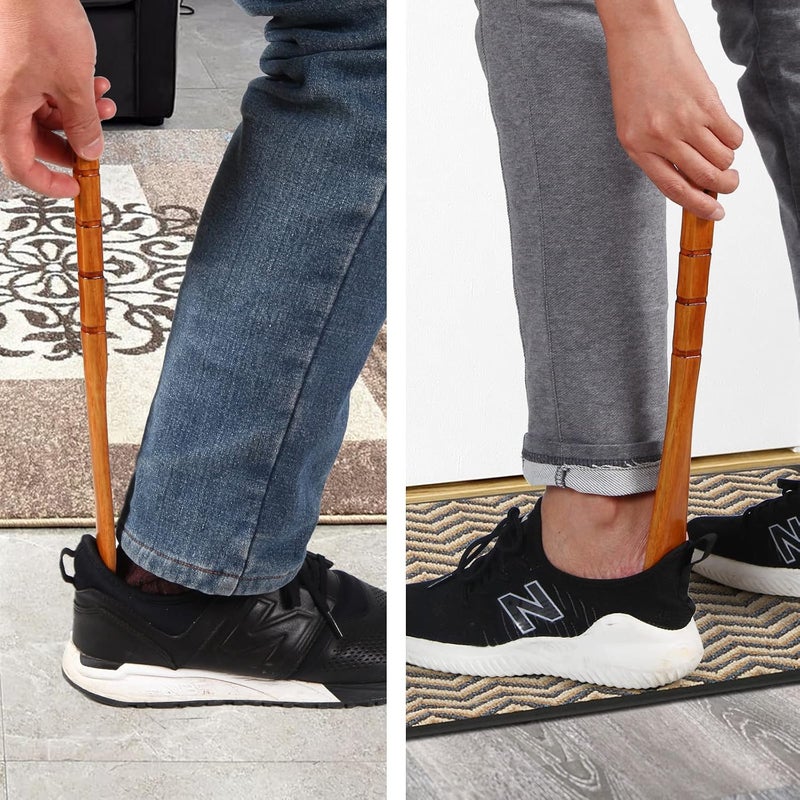 WLMALL Premium Wooden Shoe Horn, 1 PCS Shoehorns Durable, 13" Long Handle Shoe horns, Lazy Shoe Helper Spoons for Seniors, Kids, Pregnancy, Men, Women - Image 2
